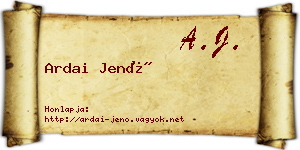 Ardai Jenő névjegykártya